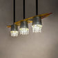 Meyda Lighting Beer 72" 3-Light Galvinized Garden LandShark Surfboard Pendant Light With Clear Landshark Beer Bottles Shade Glass