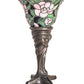Meyda Lighting Begonia 15" Mahogany Bronze Mini Table Lamp With Ruby & Green Stained Shade Glass