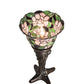 Meyda Lighting Begonia 15" Mahogany Bronze Mini Table Lamp With Ruby & Green Stained Shade Glass