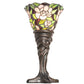Meyda Lighting Begonia 15" Mahogany Bronze Mini Table Lamp With Ruby & Green Stained Shade Glass