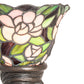Meyda Lighting Begonia 15" Mahogany Bronze Mini Table Lamp With Ruby & Green Stained Shade Glass
