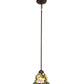 Meyda Lighting Begonia 8" Mahogany Bronze Mini Pendant Light With Multi-Colored Stained Shade Glass