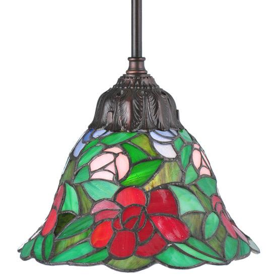 Meyda Lighting Begonia 8" Mini Pendant Light With Multi-Colored Shade Glass