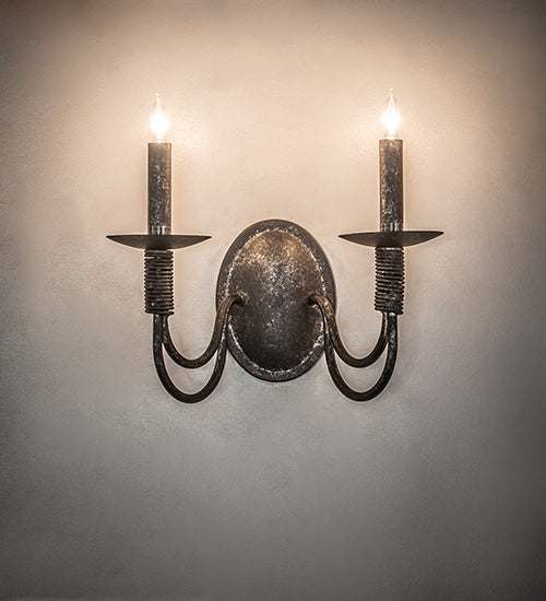 Meyda Lighting Bell 14" 2-Light Smoke Wall Sconce