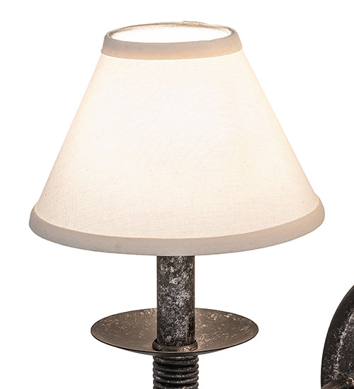 Meyda Lighting Bell 16" 2-Light Smoke Wall Sconce With Off White Textrene Shade