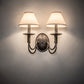 Meyda Lighting Bell 16" 2-Light Smoke Wall Sconce With Off White Textrene Shade