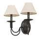 Meyda Lighting Bell 16" 2-Light Smoke Wall Sconce With Off White Textrene Shade