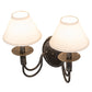 Meyda Lighting Bell 16" 2-Light Smoke Wall Sconce With Off White Textrene Shade