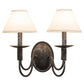 Meyda Lighting Bell 16" 2-Light Smoke Wall Sconce With Off White Textrene Shade