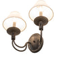 Meyda Lighting Bell 16" 2-Light Smoke Wall Sconce With Off White Textrene Shade