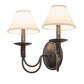 Meyda Lighting Bell 16" 2-Light Smoke Wall Sconce With Off White Textrene Shade