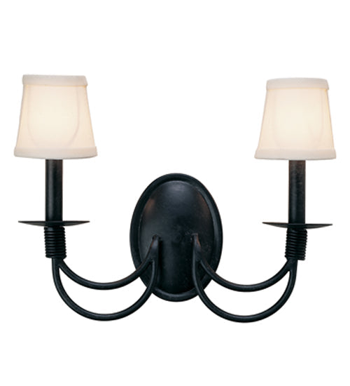 Meyda Lighting Bell 221330 16" 2-Light Smoke Wall Sconce With Off White Textrene Shade