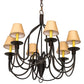 Meyda Lighting Bell 30" 6-Light Cimarron Bronze Chandelier With Beige Parchment Shade