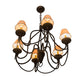 Meyda Lighting Bell 30" 6-Light Cimarron Bronze Chandelier With Beige Parchment Shade