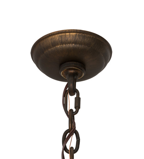 Meyda Lighting Bell 30" 6-Light Cimarron Bronze Chandelier With Beige Parchment Shade