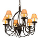 Meyda Lighting Bell 30" 6-Light Cimarron Bronze Chandelier With Beige Parchment Shade