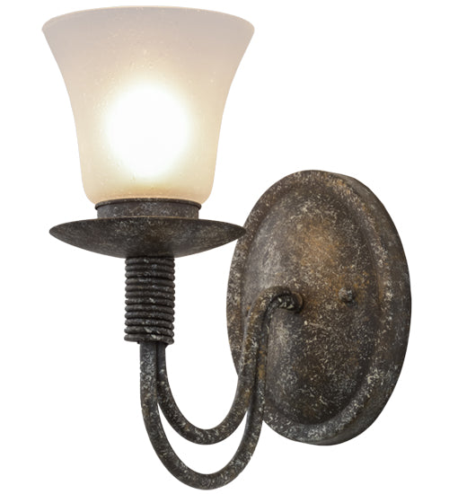 Meyda Lighting Bell 5" Ash Wall Sconce With Frosted White Shade Glass