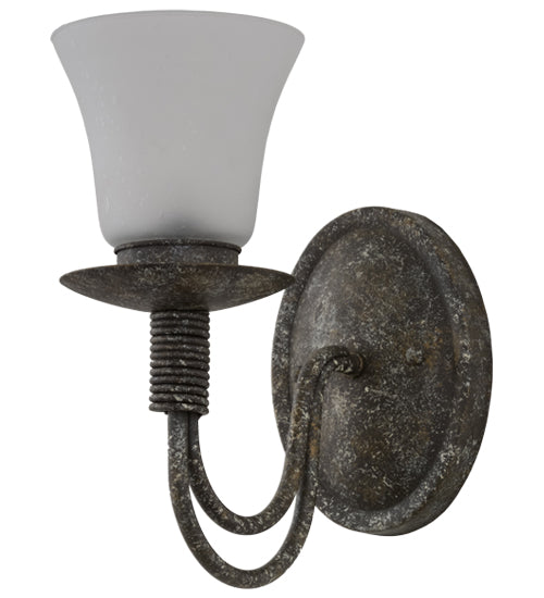 Meyda Lighting Bell 5" Ash Wall Sconce With Frosted White Shade Glass