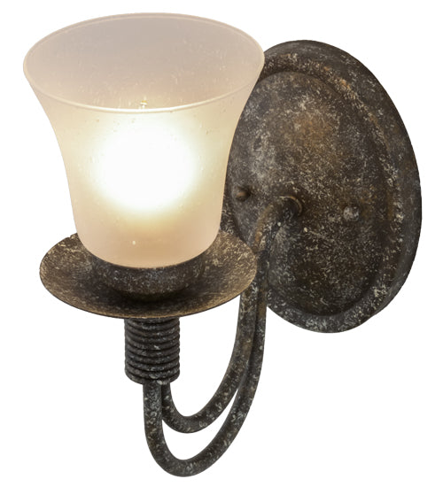 Meyda Lighting Bell 5" Ash Wall Sconce With Frosted White Shade Glass