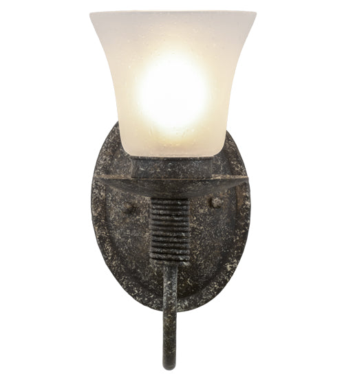 Meyda Lighting Bell 5" Ash Wall Sconce With Frosted White Shade Glass