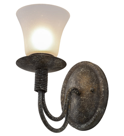Meyda Lighting Bell 5" Ash Wall Sconce With Frosted White Shade Glass