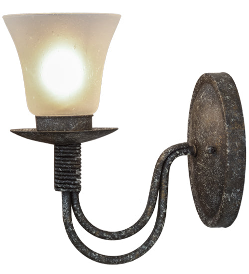 Meyda Lighting Bell 5" Ash Wall Sconce With Frosted White Shade Glass