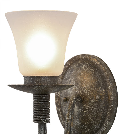 Meyda Lighting Bell 5" Ash Wall Sconce With Frosted White Shade Glass