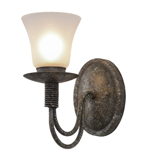 Meyda Lighting Bell 5" Ash Wall Sconce With Frosted White Shade Glass
