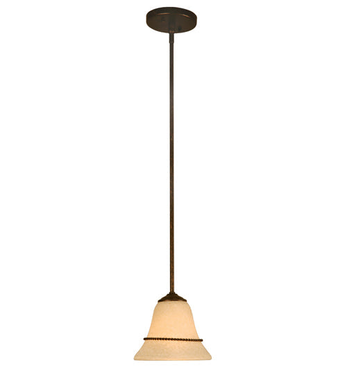 Meyda Lighting Bell 6" Rusty Nail Pendant Light With Scavo Shade Glass
