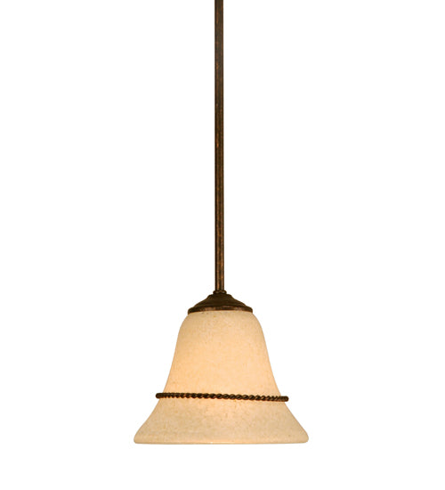 Meyda Lighting Bell 6" Rusty Nail Pendant Light With Scavo Shade Glass