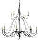 Meyda Lighting Bell 68" 12-Light 2-Tier Timeless Bronze Chandelier With Ivory Faux Candlelight