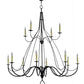 Meyda Lighting Bell 68" 12-Light 2-Tier Timeless Bronze Chandelier With Ivory Faux Candlelight