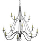 Meyda Lighting Bell 68" 12-Light 2-Tier Timeless Bronze Chandelier With Ivory Faux Candlelight