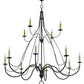 Meyda Lighting Bell 68" 12-Light 2-Tier Timeless Bronze Chandelier With Ivory Faux Candlelight