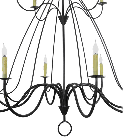 Meyda Lighting Bell 68" 12-Light 2-Tier Timeless Bronze Chandelier With Ivory Faux Candlelight