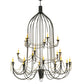 Meyda Lighting Bell 72" 20-Light 3-Tier Wrought Iron Chandelier With Amber Faux Candlelight
