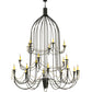 Meyda Lighting Bell 72" 20-Light 3-Tier Wrought Iron Chandelier With Amber Faux Candlelight