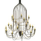 Meyda Lighting Bell 72" 20-Light 3-Tier Wrought Iron Chandelier With Amber Faux Candlelight