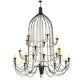 Meyda Lighting Bell 72" 20-Light 3-Tier Wrought Iron Chandelier With Amber Faux Candlelight