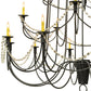 Meyda Lighting Bell 72" 20-Light 3-Tier Wrought Iron Chandelier With Amber Faux Candlelight