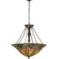 Meyda Lighting Bella 24" 4-Light Mahogany Bronze Inverted Pendant Light With Multi-Colored Shade Glass
