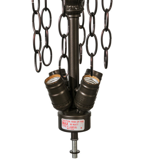 Meyda Lighting Bella 24" 4-Light Mahogany Bronze Inverted Pendant Light With Multi-Colored Shade Glass