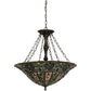 Meyda Lighting Bella 24" 4-Light Mahogany Bronze Inverted Pendant Light With Multi-Colored Shade Glass