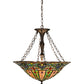 Meyda Lighting Bella 24" 4-Light Mahogany Bronze Inverted Pendant Light With Multi-Colored Shade Glass