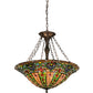 Meyda Lighting Bella 24" 4-Light Mahogany Bronze Inverted Pendant Light With Multi-Colored Shade Glass