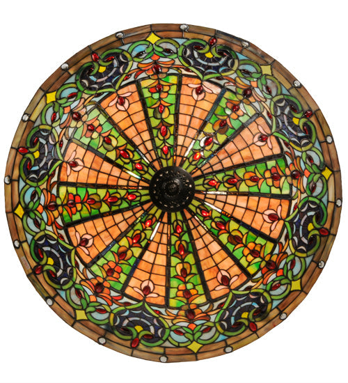 Meyda Lighting Bella 24" 4-Light Mahogany Bronze Inverted Pendant Light With Multi-Colored Shade Glass