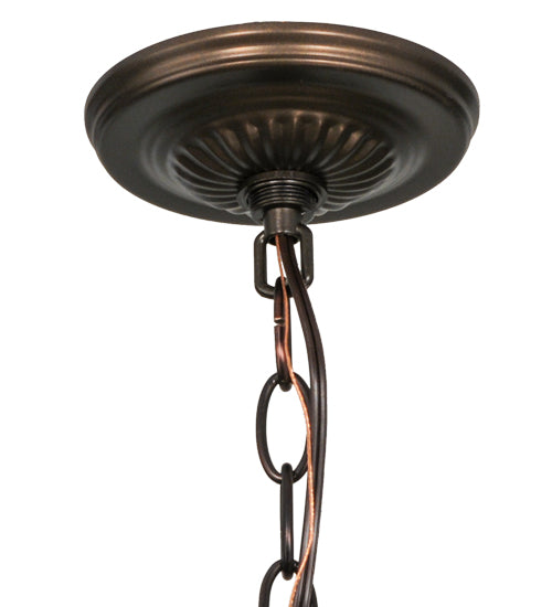 Meyda Lighting Bella 24" 4-Light Mahogany Bronze Inverted Pendant Light With Multi-Colored Shade Glass