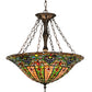 Meyda Lighting Bella 24" 4-Light Mahogany Bronze Inverted Pendant Light With Multi-Colored Shade Glass
