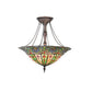 Meyda Lighting Bella 25" 4-Light Antique Inverted Pendant Light With Multi-Colored Shade Glass