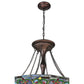Meyda Lighting Bella 25" 4-Light Antique Inverted Pendant Light With Multi-Colored Shade Glass